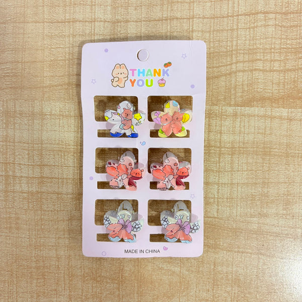A06720 Cute Cartoon Mini Hair Claw Clips Set for Girls & Kids (6 Pieces)
