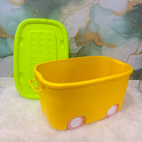 A06743 Kids Plastic Toy Storage Box with Lid & Rolling Wheels (Multicolor)