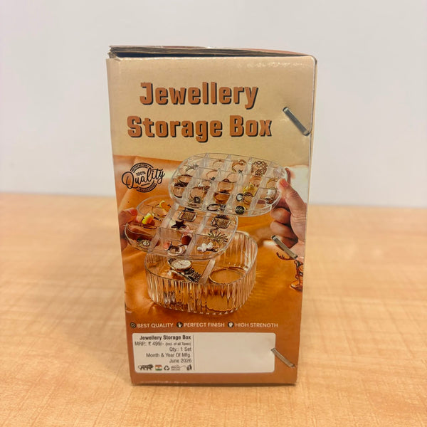 A06706 3-Layer Clear Acrylic Rotating Jewelry Storage Box & Cosmetic Organizer