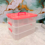 A06752 3xl Clear Plastic Transperent Organizer Box with Purple Lid & Carrying Handle