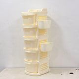 A06753 5xl Modular Plastic Storage Drawer Organizer with Side Hanging Cups