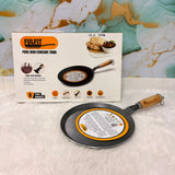 A06773 FULFIT Pure Iron Multi Tawa – 270 MM Pre-Seasoned Tawa with Wooden Handle & Jointless Design (1211 FULFIT)