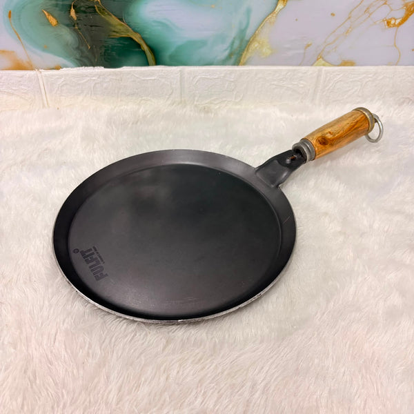 A06773 FULFIT Pure Iron Multi Tawa – 270 MM Pre-Seasoned Tawa with Wooden Handle & Jointless Design (1211 FULFIT)