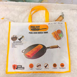 A06774 FULFIT Pure Iron Pre-Seasoned Dosa Tawa with Stay-Cool Wooden Handle (13 Inch, 3mm Thickness)