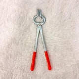 A06778 Heavy Duty Silver Kitchen Pakkad (Sandasi) with PVC Coated Red Handles (250g)