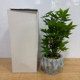 A06875 Artificial Maple Bonsai Plant in Textured Silver Metallic Pot for Home & Office Decor