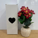 A06879 Artificial Red Blossom Flower Plant in Speckled Ceramic Pot for Home & Office Decor