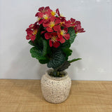 A06879 Artificial Red Blossom Flower Plant in Speckled Ceramic Pot for Home & Office Decor