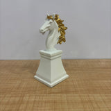 A06884 White & Gold Horse Head Bust Pedestal Statue