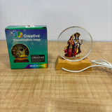 A06886 3D Acrylic Crystal LED Night Light Lamp with Wooden Base