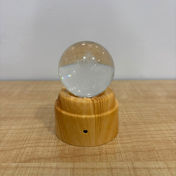 A06887 3D Laser Engraved Crystal Ball Lamp with Wooden Base & USB Cable
