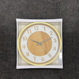 A06890 Modern Round Wooden Finish Wall Clock with Two-Tone Dial & Large Numerals