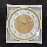 A06890 Modern Round Wooden Finish Wall Clock with Two-Tone Dial & Large Numerals