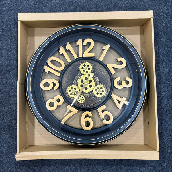 A06891 Wood & Metal Classic Steel Finish Round Wall Clock