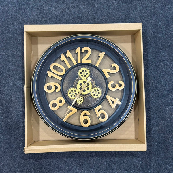 A06891 Wood & Metal Classic Steel Finish Round Wall Clock