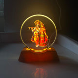 A06886 3D Acrylic Crystal LED Night Light Lamp with Wooden Base