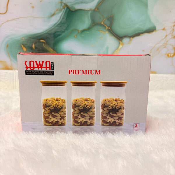 AM3727 Borosilicate Round Containers With Airtight Bamboo Wooden Lids