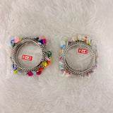 A06905 Oxidized Silver Multicolor Cowrie Shell Kada Bangles - 1 Pair (2 Bangles)
