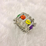 A06907 Oxidized Silver-Plated Boho Cuff Bangle with Colorful Shells & Ghungroo Bells