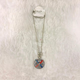 A06909 Oxidised Silver Boho Pendant Necklace with Colorful Enamel Work for Women & Girls