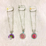 A06909 Oxidised Silver Boho Pendant Necklace with Colorful Enamel Work for Women & Girls