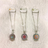 A06910 Multicolor Oxidized Silver German Silver Style Round Mandala Pendant Long Chain Necklace