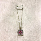 A06910 Multicolor Oxidized Silver German Silver Style Round Mandala Pendant Long Chain Necklace