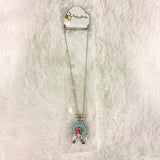 A06911 Ethnic Silver-Plated Oxidized Radha Krishna Flute Pendant Chain Necklace Set for Women & Girls