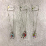 A06911 Ethnic Silver-Plated Oxidized Radha Krishna Flute Pendant Chain Necklace Set for Women & Girls