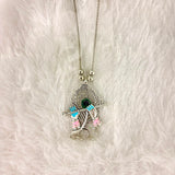 A06912 Oxidized Silver Lord Krishna Bansuri & Peacock Feather Pendant Chain Necklace