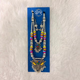 A06916 Oxidized Silver Multicolor Bohemian Jewellery Set with Earrings