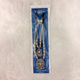 A06917 Oxidized Silver-Plated Double Layered Mirror Work Boho Necklace Set with Earrings