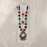 A06919 Handcrafted Oxidized Silver & Thread Bead Jewellery Set with Earrings