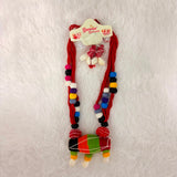 A06920 Handmade Multicolor Fabric Thread Necklace Set with Matching Cowrie Shell Earrings