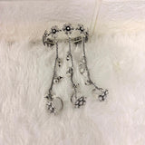 A06925 Oxidized Silver Floral Hathphool Bracelet with 3 Attached Rings