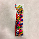 A06930 Traditional Embroidered Gujarati Kutchi Belt with Mirror Work & Pom-Poms