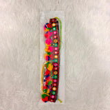 A06931 Traditional Embroidered Ethnic Waist Belt with Mirror Work & Colorful Pom-Poms for Festive & Navratri Wear