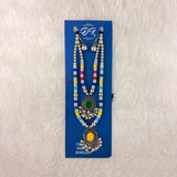 A06932 Oxidised Silver Multi-Color Beaded Double Layer Necklace Set with Earrings