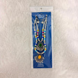 A06932 Oxidised Silver Multi-Color Beaded Double Layer Necklace Set with Earrings