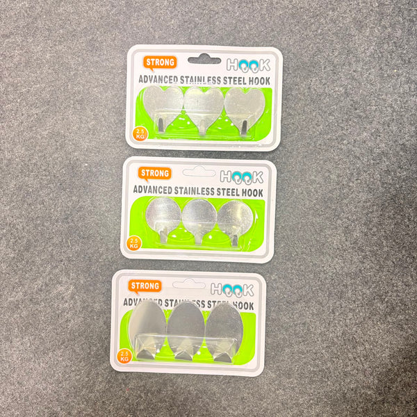 AM7715 HEAVY DUTY ADHESIVE STAINLESS STEEL HOOKS FOR WALL MOUNTING STORAGE AND HOME ORGANIZATION
