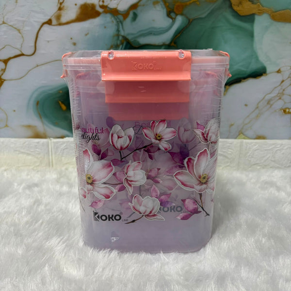 A06935 KOKO Line 3-Piece Floral Printed Square Airtight Lock Container Set