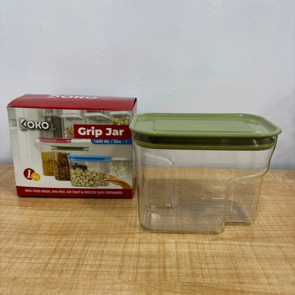 A06949 KOKO Airtight Plastic Grip Storage Jar Container (1600 ML)