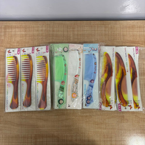 A06970 Anti-Static Hair Comb Set – Printed & Amber Stylist Hair Combs