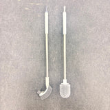 A06961 2 in 1 Long Handle Stainless Steel Toilet Brush Set with Silicone & Curved Bristle Heads