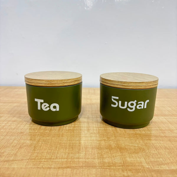 TM0081 Morning Brew 2-Piece Matte Grey Tea, Coffee, and Sugar Container Set