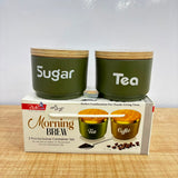 TM0081 Morning Brew 2-Piece Matte Grey Tea, Coffee, and Sugar Container Set