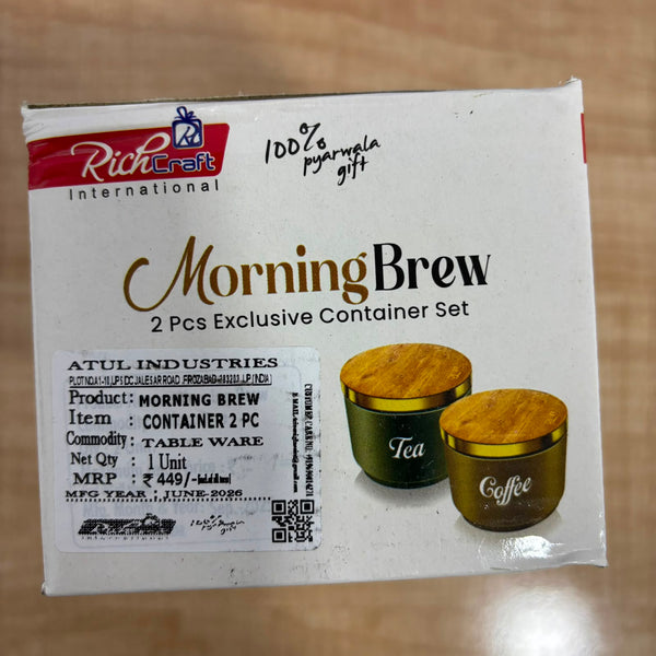 TM0081 Morning Brew 2-Piece Matte Grey Tea, Coffee, and Sugar Container Set