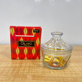 AM6911 Ivoery & Olivo Decorative Glass Dry Fruit & Candy Jar with Green Lid (1 Piece)