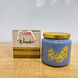 TM0076 Wonder Lime Green Feather Design Decorative Jar with Gold Lid - 1pc