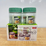 A06987 Fresco Glass Storage Jar Set with Green Lids (650ml, Pack of 2)